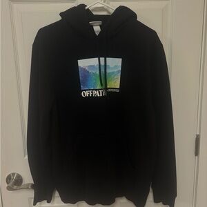 H&M Black Hoodie with Multicolor Scenic Graphic